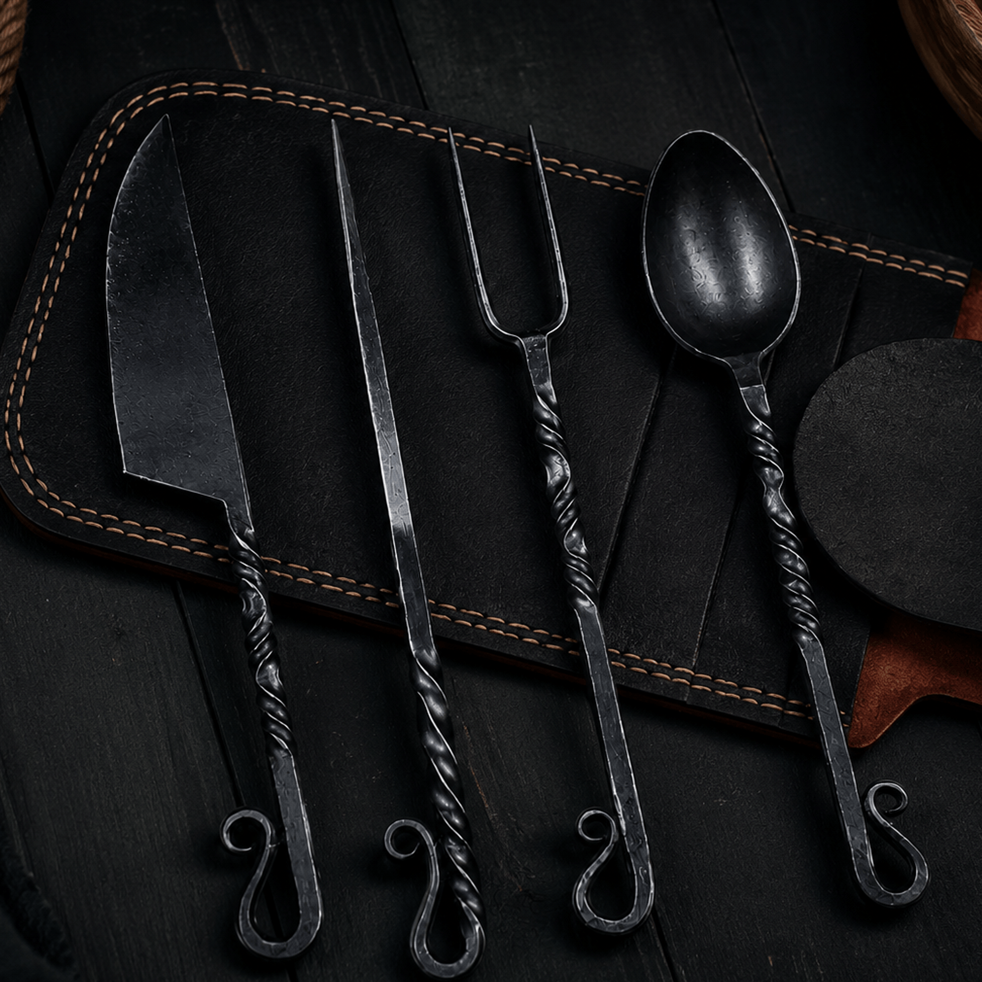 Hand-Forged Viking Cutlery Set | Large Size