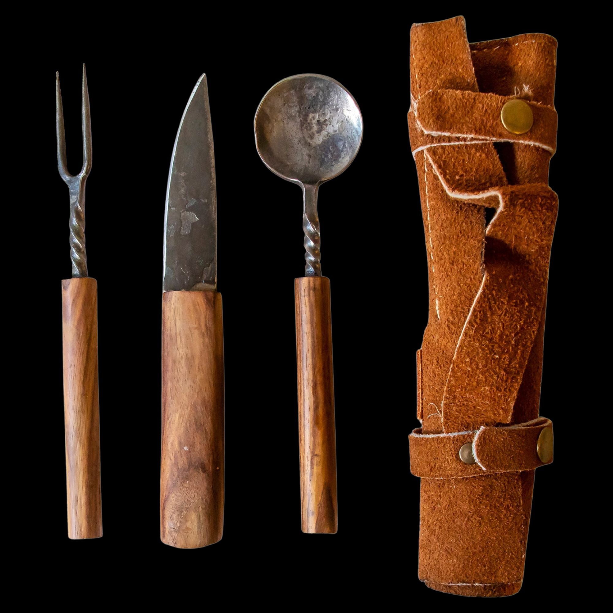 Wood and Steel Handforged Viking Cutlery Set