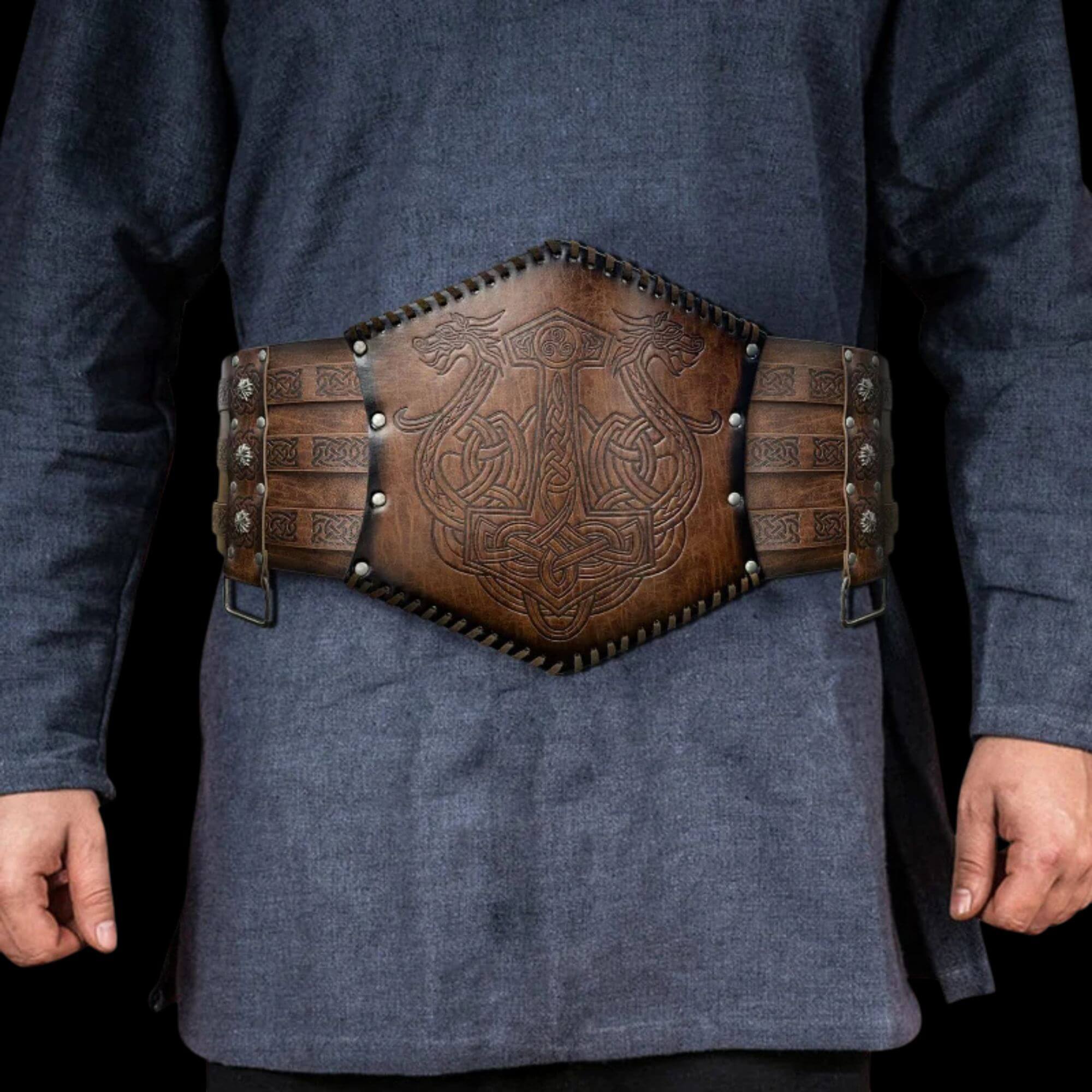 Leather Belt With Norse Symbols