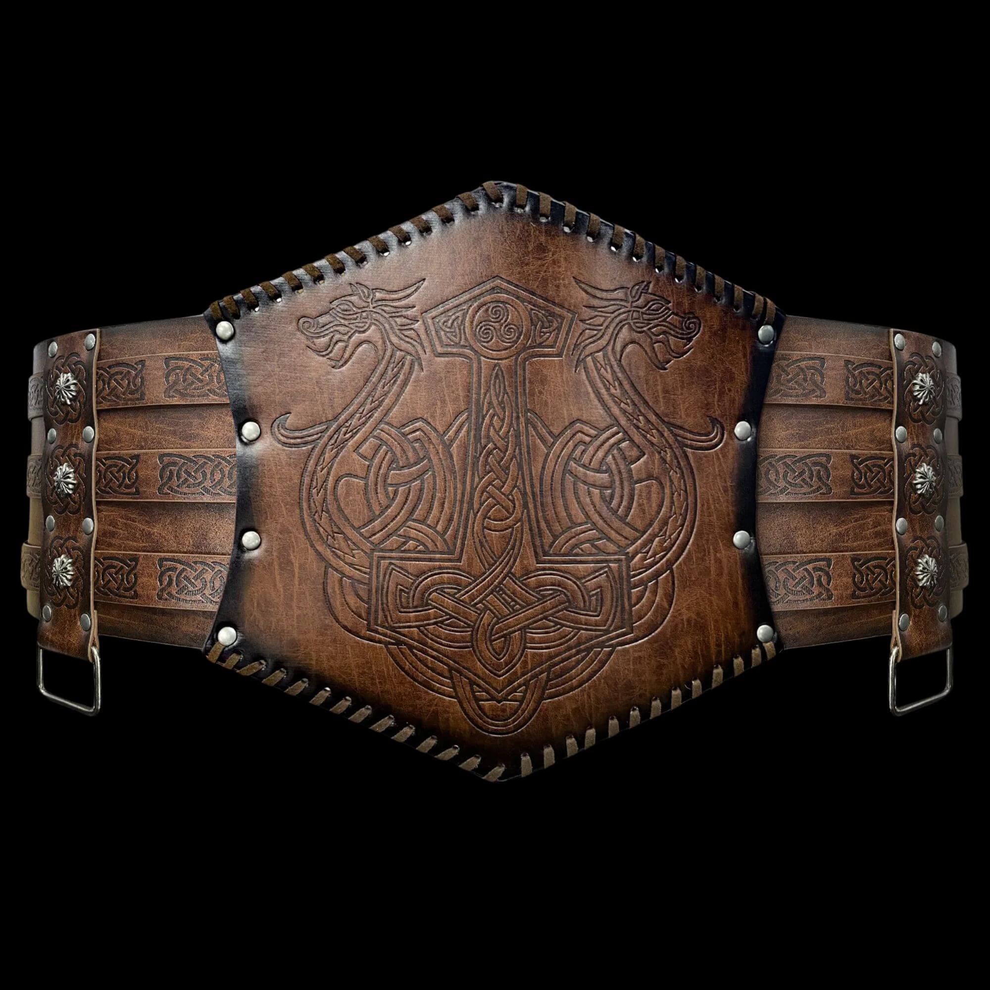 Leather Belt With Norse Symbols