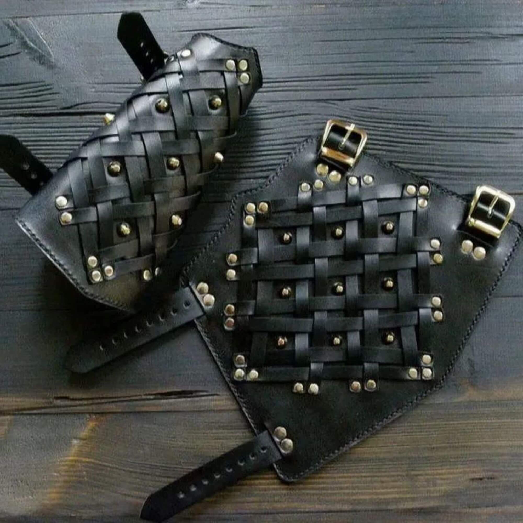 Viking Woven Leather Bracers
