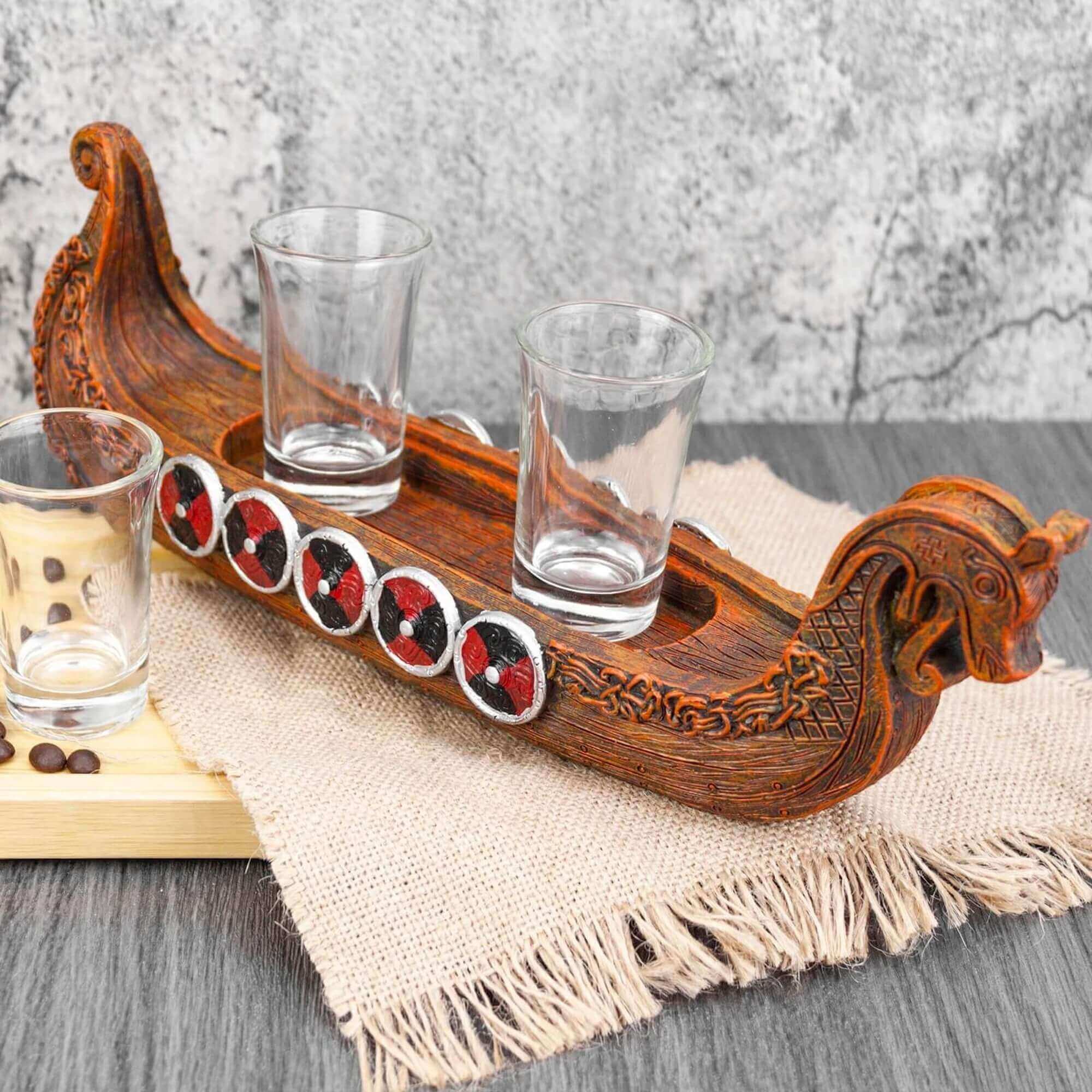Norse Longship Shot Glass Holder