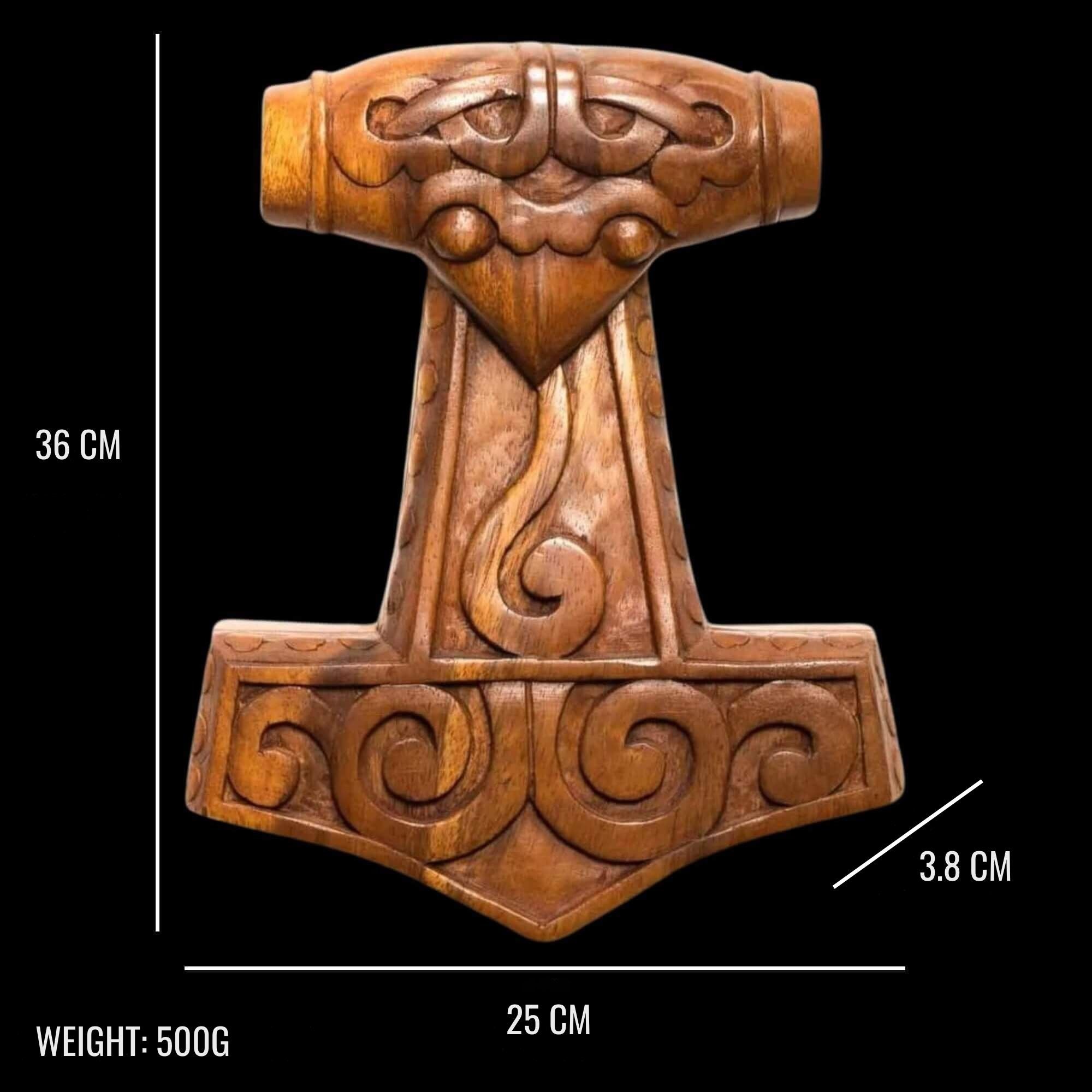 Norse Wooden Mjölnir Statue