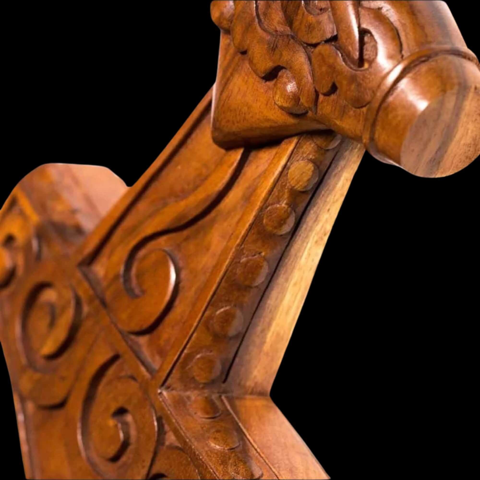 Norse Wooden Mjölnir Statue