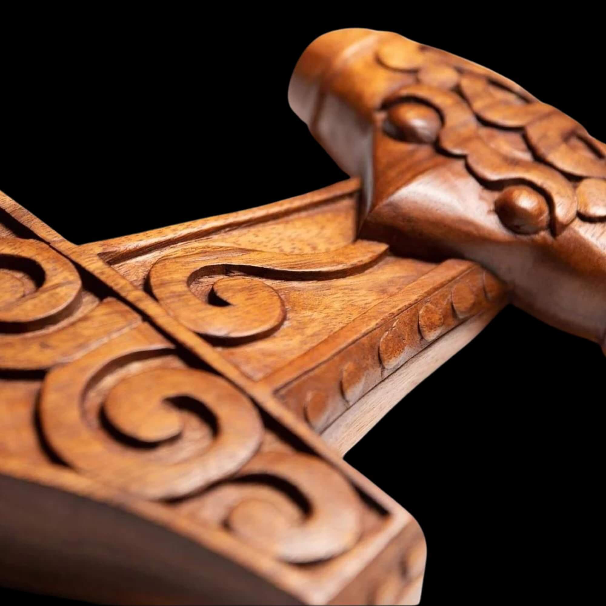 Norse Wooden Mjölnir Statue