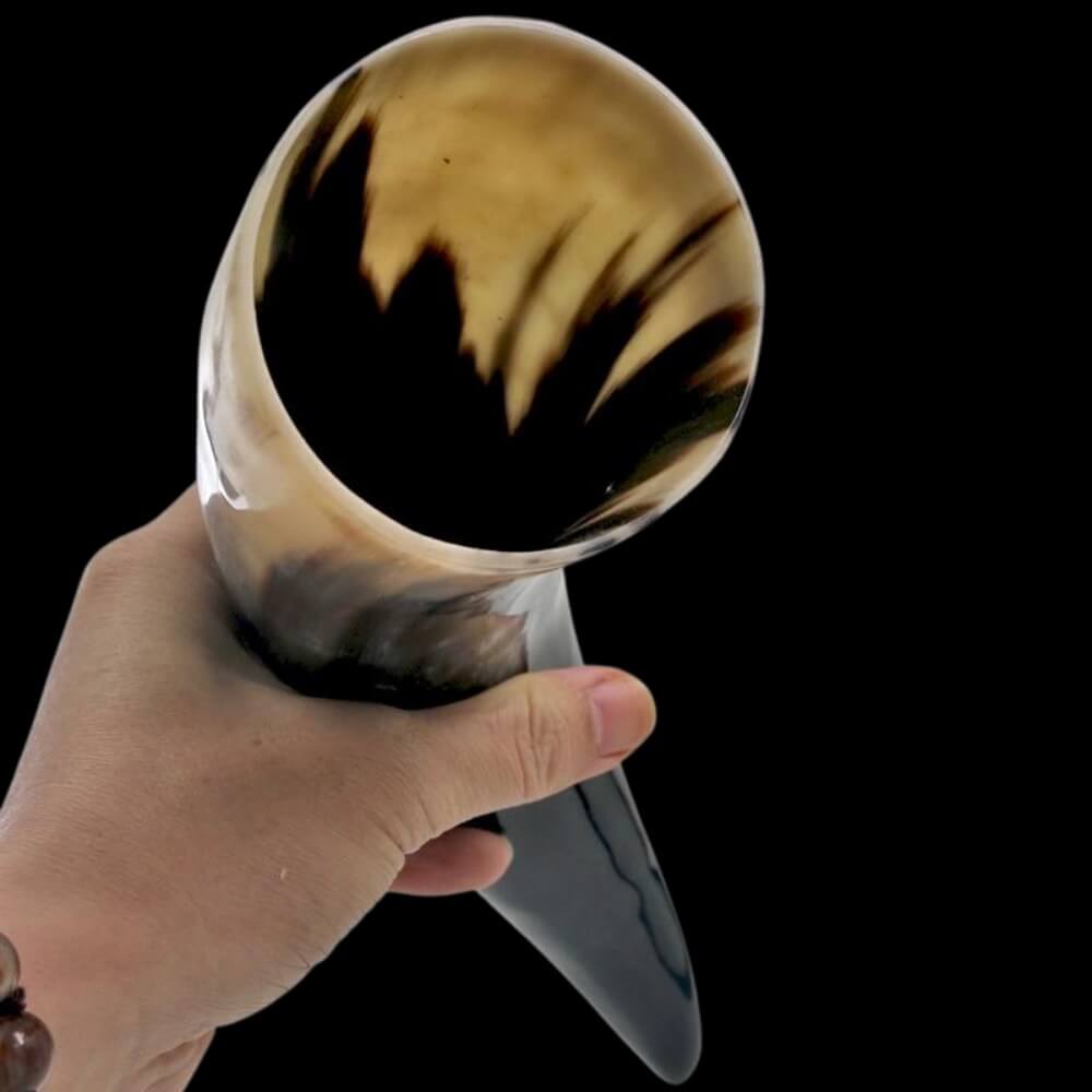 Véritable corne à boire viking avec support