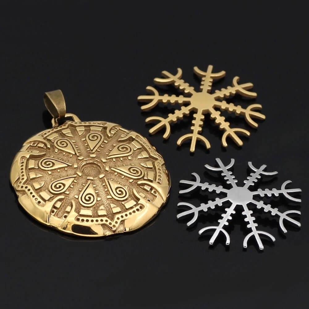 The Helm of Awe on a Shield Necklace