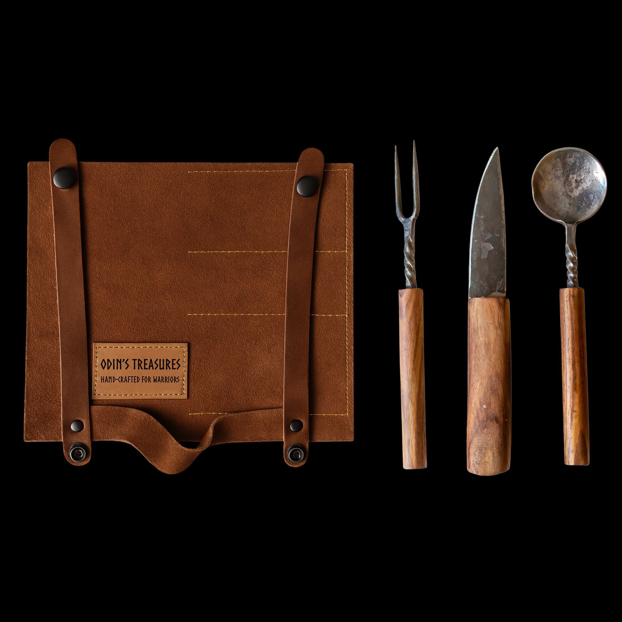 Wood and Steel Handforged Viking Cutlery Set