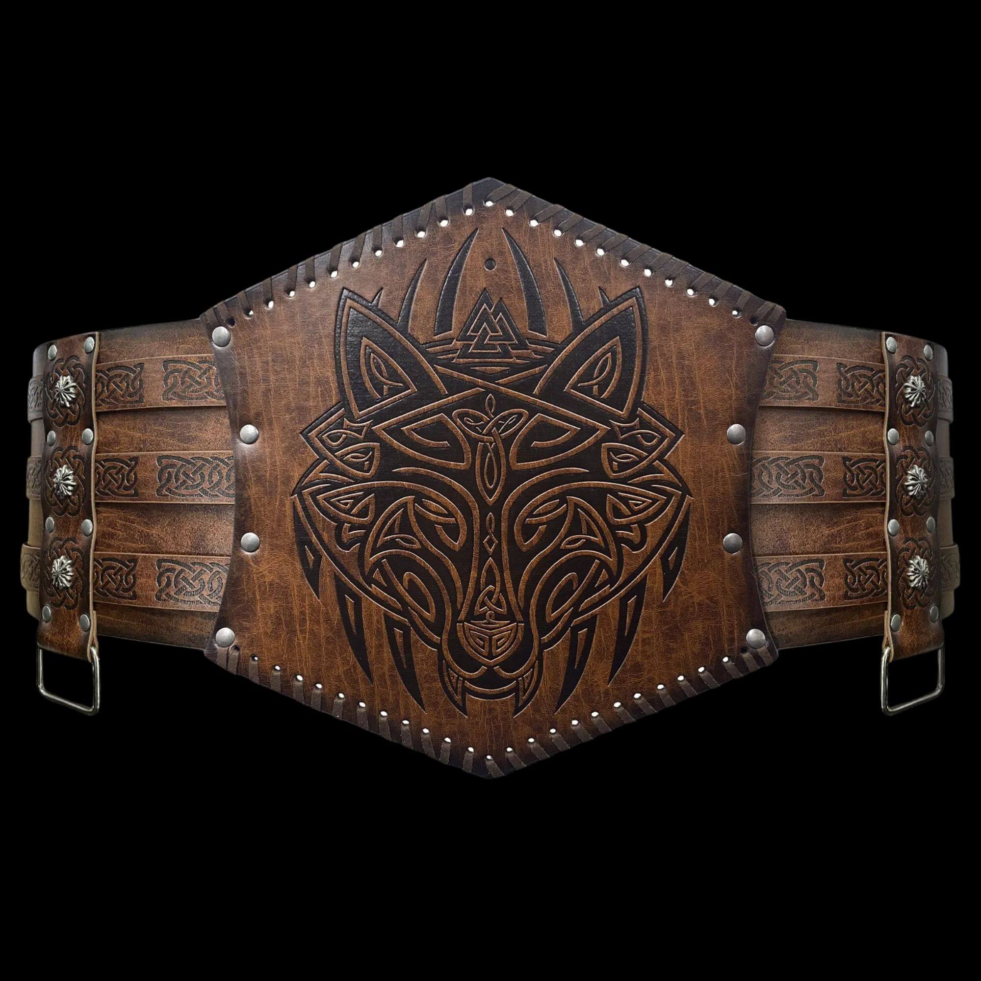 Leather Belt With Norse Symbols