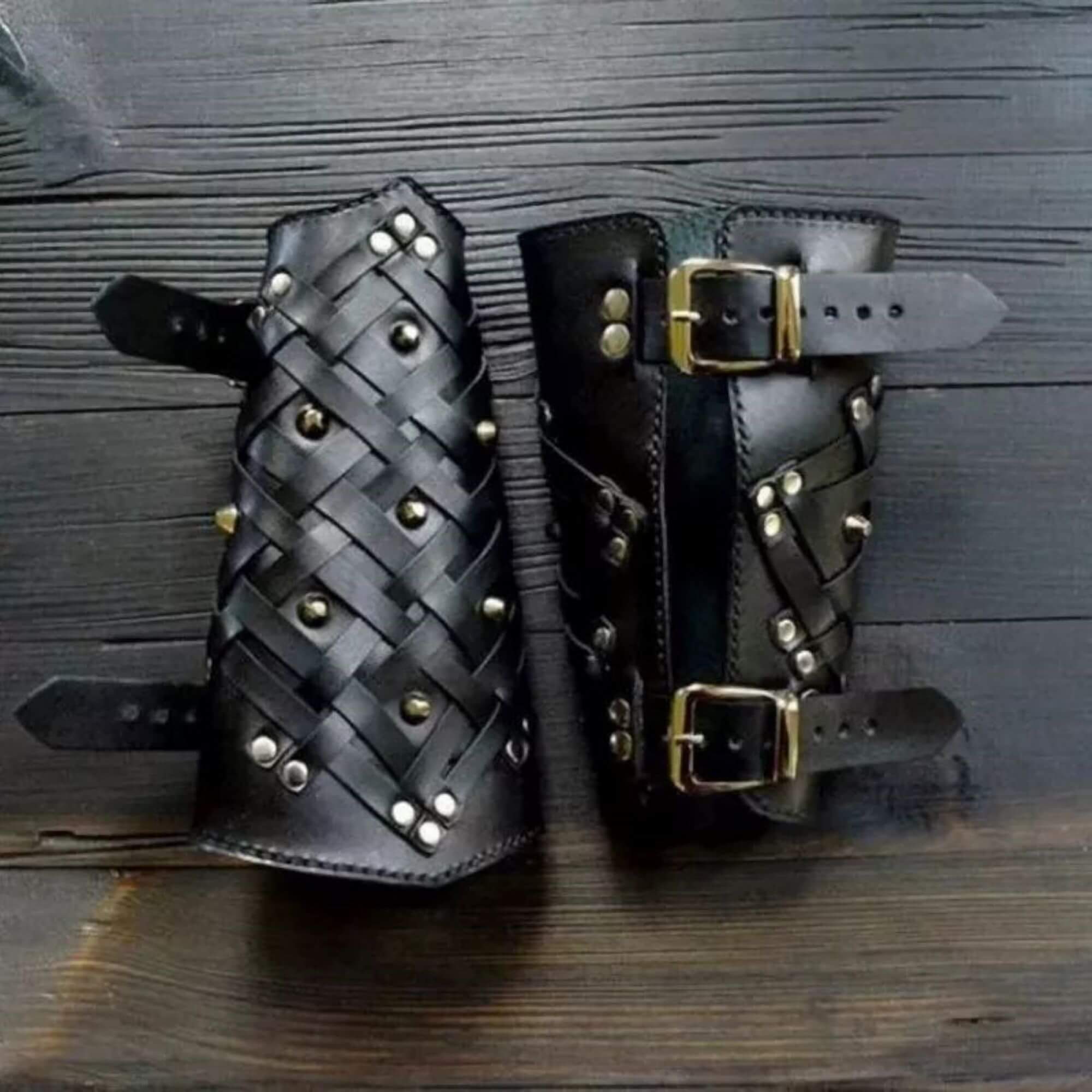Viking Woven Leather Bracers
