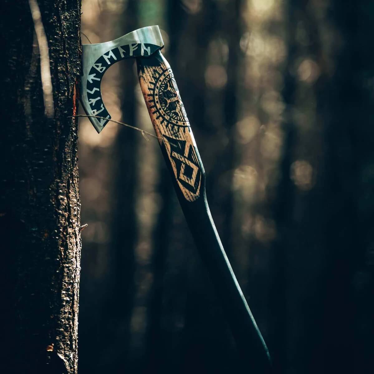 Handmade Black Runes Axe