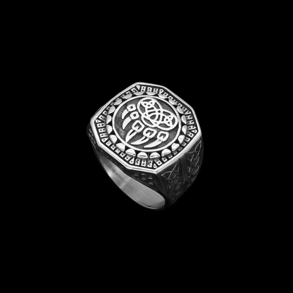 Norse Bear Paw and Knotwork Ring