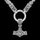Runes and Mjölnir Byzantine Chain Necklace