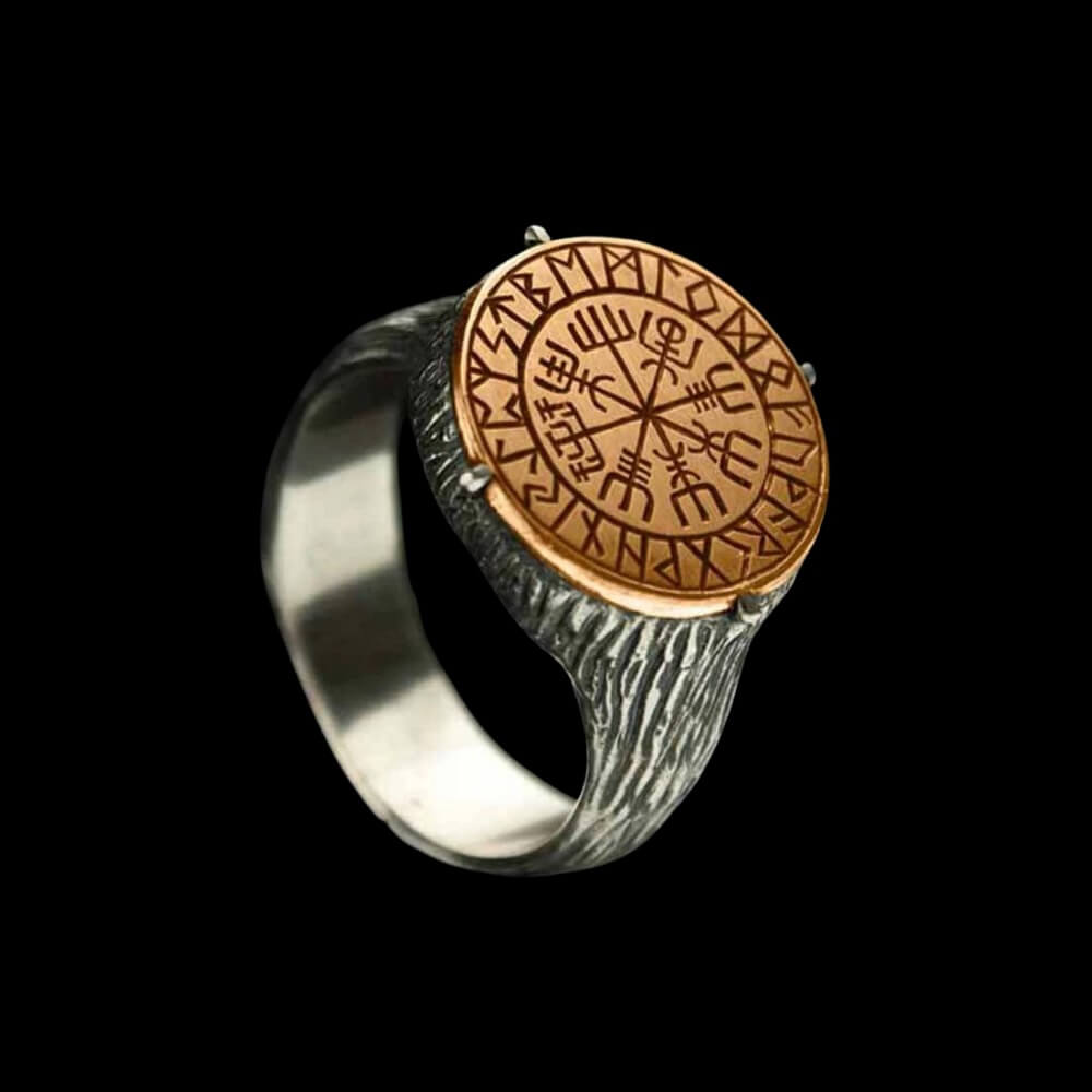 Vegvísir and Runes Ring