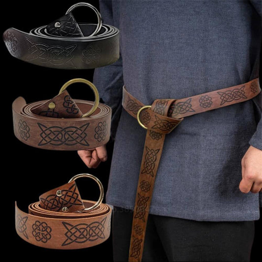 Viking Leather Belt with Knotwork