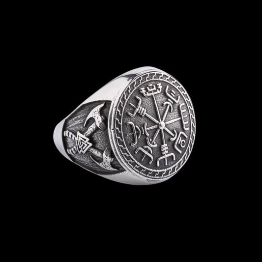 Vegvisir and Axes Ring