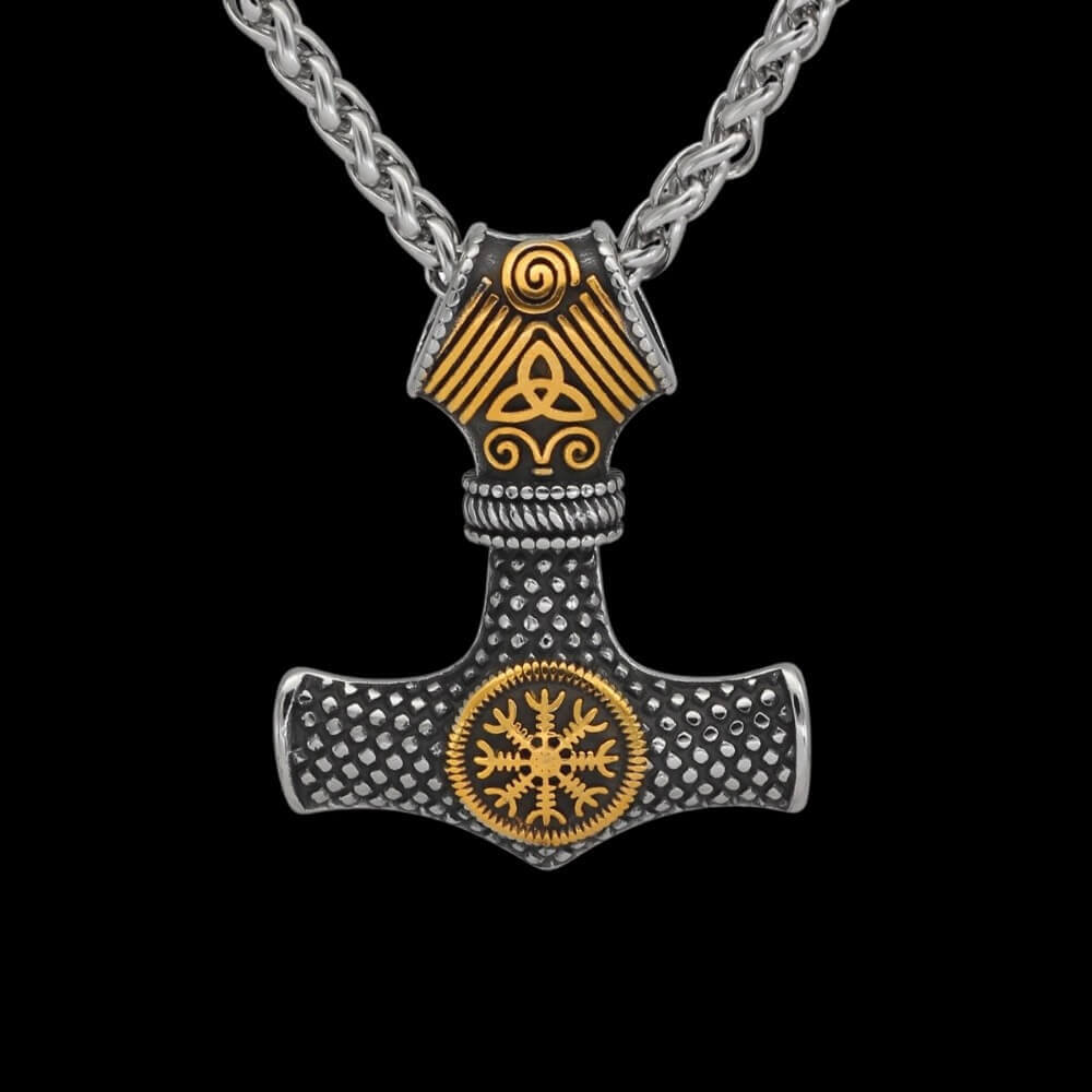 Mjölnir and The Helm of Awe Necklace